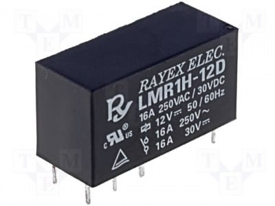Реле LMR1H-12D Реле: електромагнитно; Контакти: SPDT; Uбобина:12V DC; Монтаж: PCB JQX-115F